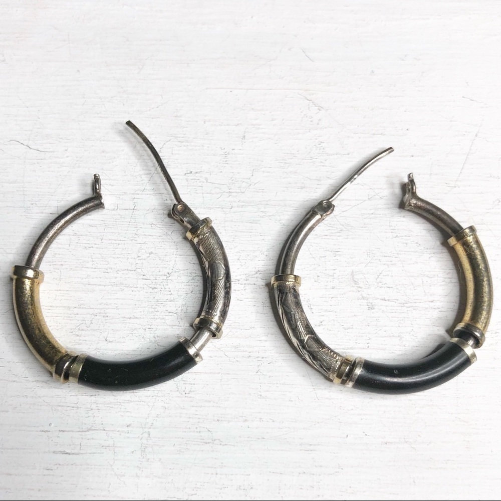 Vintage Loop Moving Tubes Sterling Silver Earrings